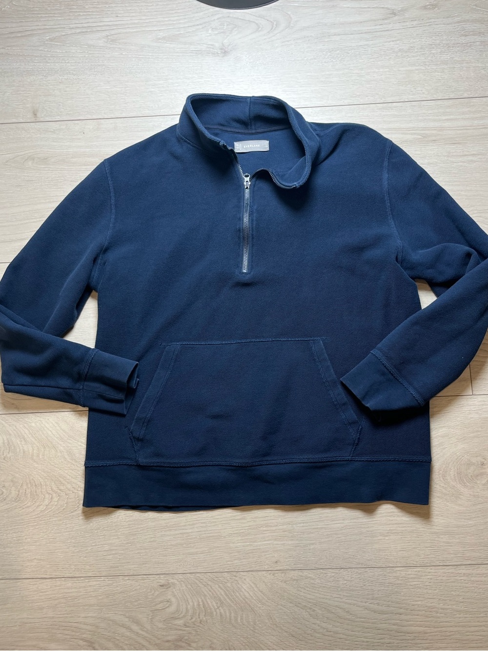 Everlane Navy Half-Zip Sweater Pullover 100% organic cotton